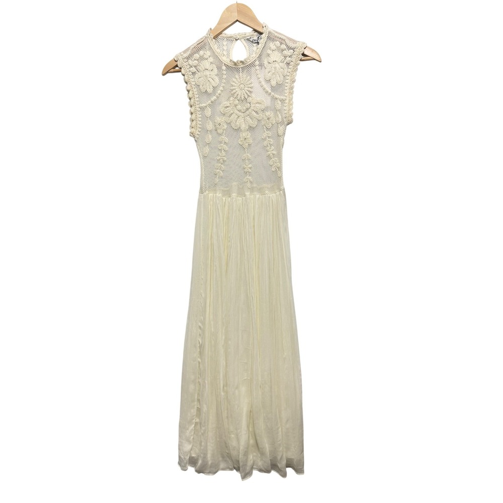 Zara ZW Collection Embroidered Combination Dress Ecru Lace‎ Midi Womens Medium - Picture 7 of 12